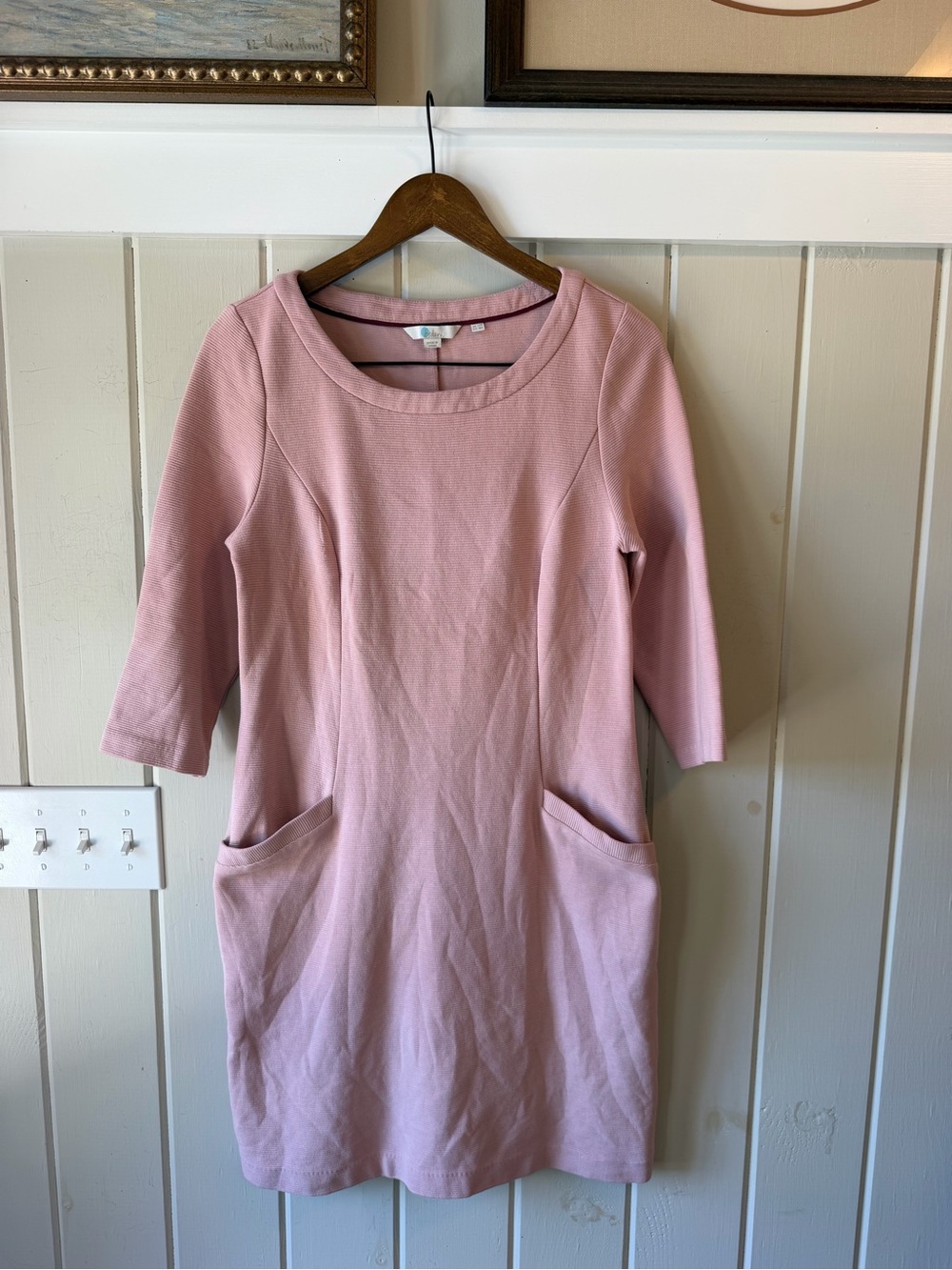 Women’s Dusty Blush Pink Pocket Midi Dress, Size 8, EUC